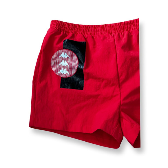 Kappa Boys Swim Trunks Red Colorblock Elastic Waist Lined Mesh Pocket 12 New - Picture 2 of 10